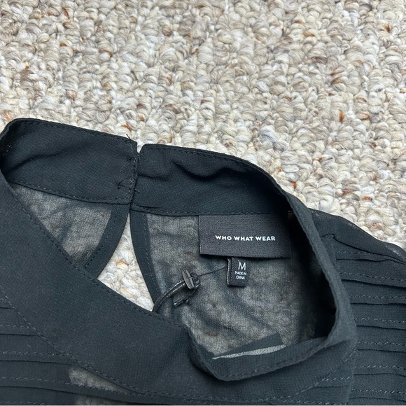 Who What Wear NWT Black Tiered Ruffle Dress Womens Medium Sleeveless Short Sheer - Picture 4 of 9